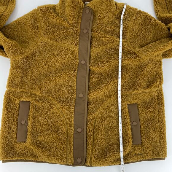 L.L. Bean Sherpa Fleece Stand Collar Antique Gold Snap Front Cozy Jacket Size 1X - Picture 8 of 13